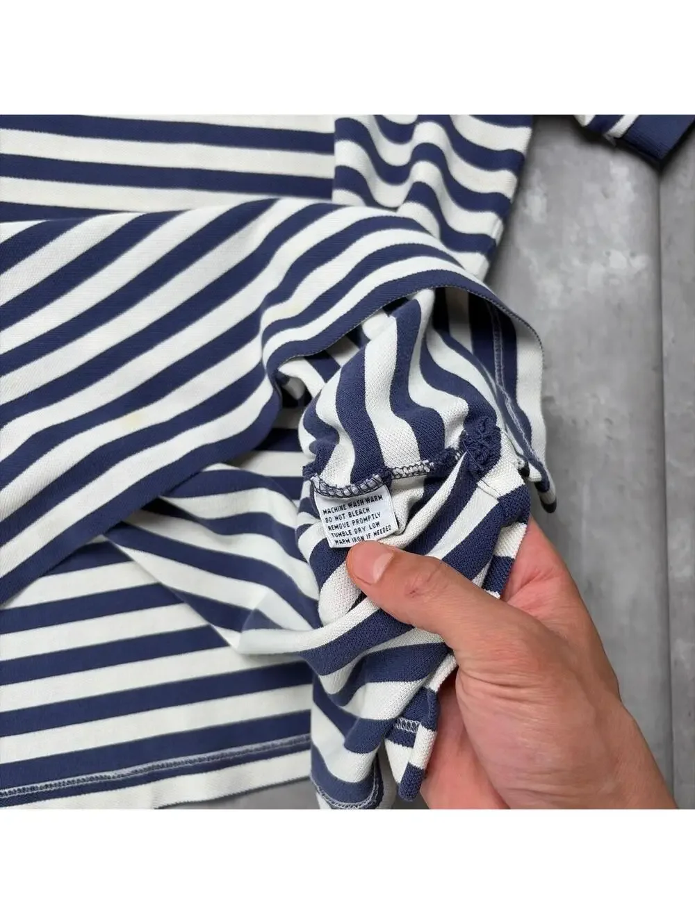 Vintage 90’s Navy Polo Ralph Lauren Grunge Striped Polo Shirt